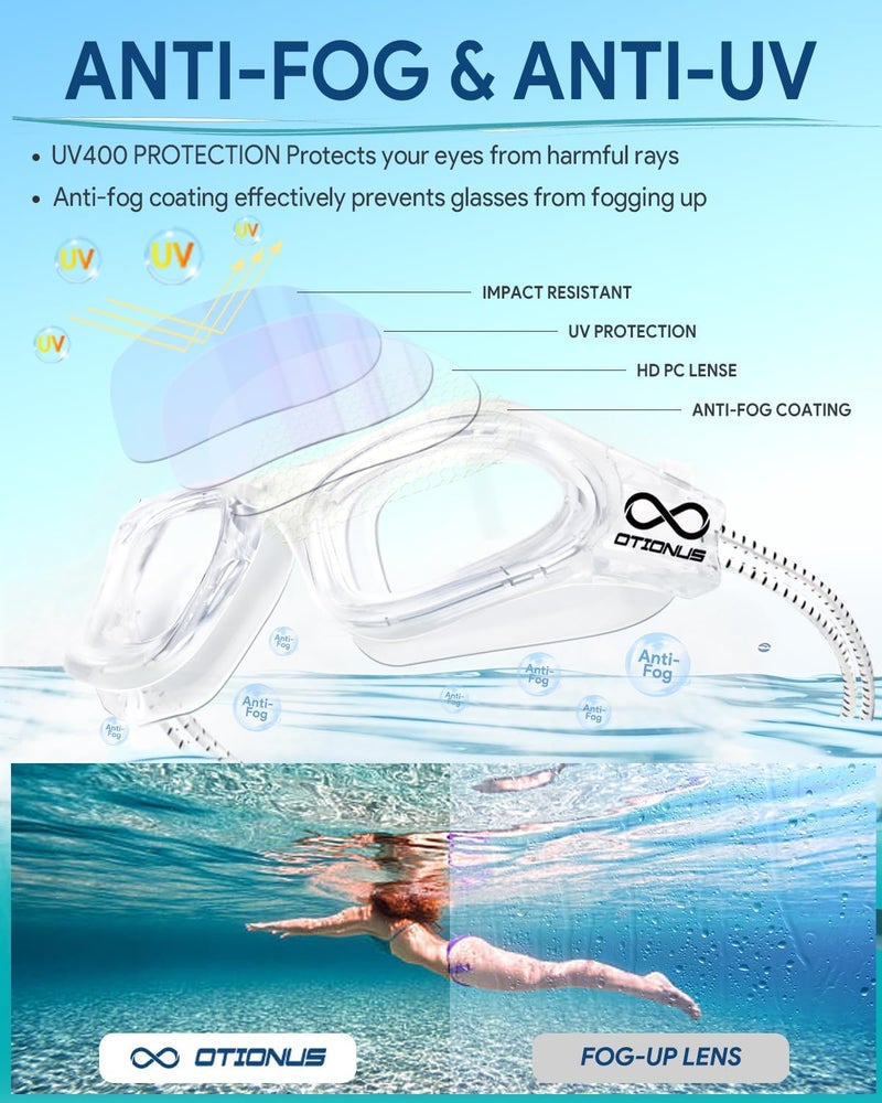 Otionus Store Swim Goggles, Polarized Adult Swimming Goggles Bungee Strap No Hair Pulling Anti-fog Pool Goggles for Men Women - Image 4